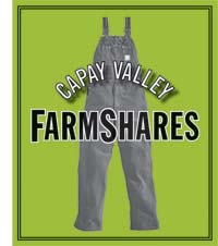 front of the Capay Valley FarmShares' box