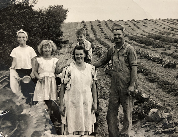 The Klug family on the original homestead farm in the early 1950s.