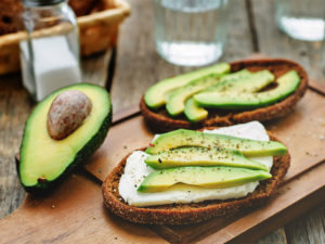avocado sliced on toast with spread