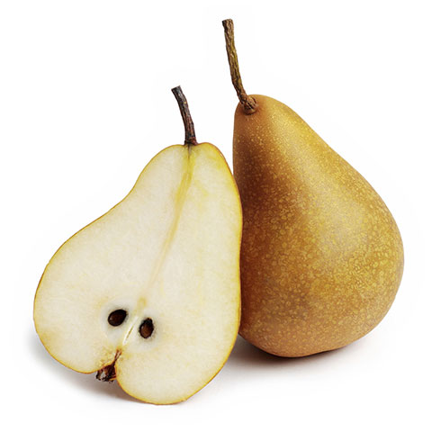 Bosc pear with half