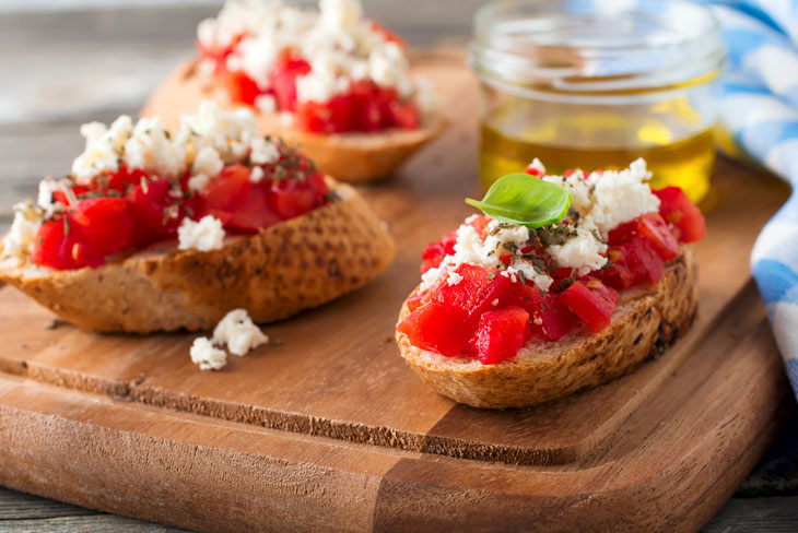 Bruschetta with Tomatoes, Basil, and Feta | The FruitGuys