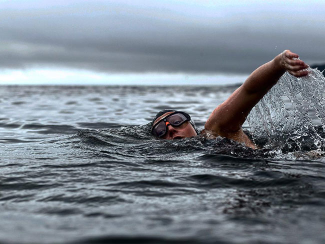 swimmer in ocean