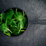 Spinach in cast iron pan
