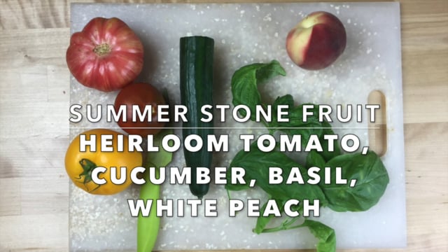 ingredients for white peach tomato salad