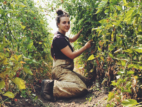 Woman farmer in tomatoes