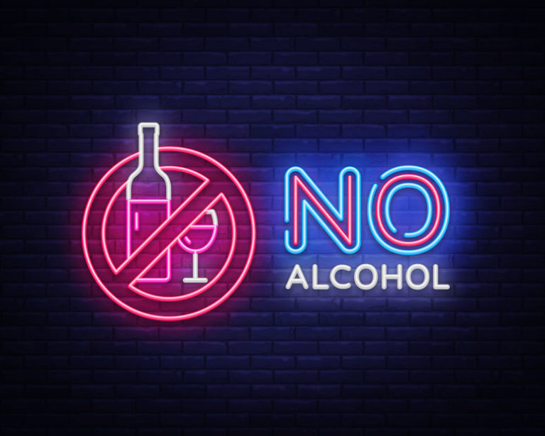 dry January no alcohol neon sign
