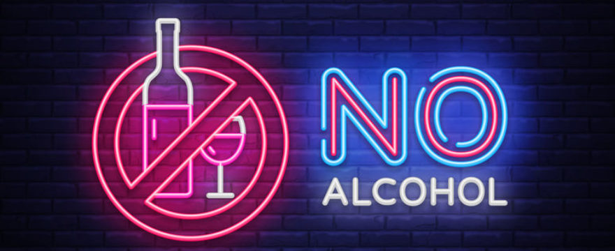 dry January no alcohol neon sign