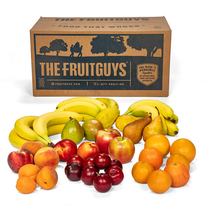 The FruitGuys box and fresh fruit