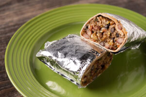 Burrito wrapped in foil 