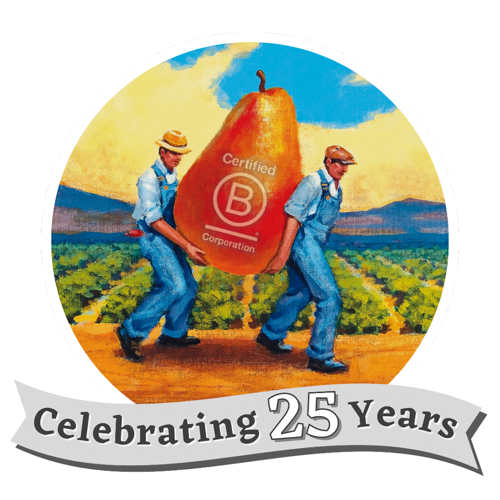 Photo: celebrating 25 years banner and pear guys