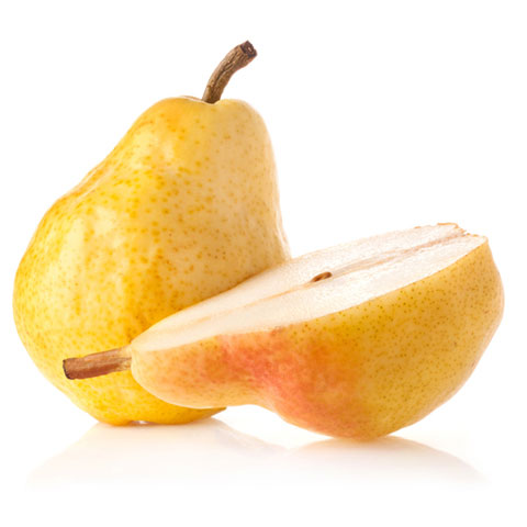 Pear whole and halved