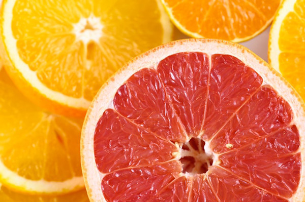 Slices of grapefruit and orange