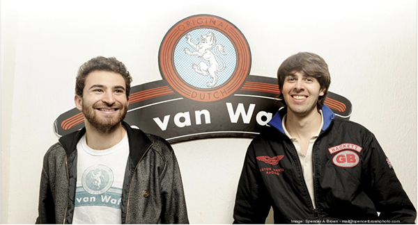 Rip Van founders in front of Van Wafels sign