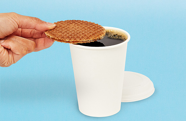 Rip Van stroopwafel with cup of coffee