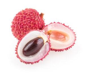 Whole and sliced lychees