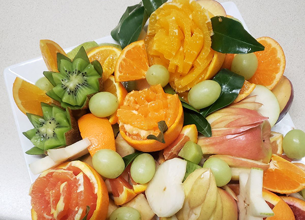 Fruit platter with citrus roses