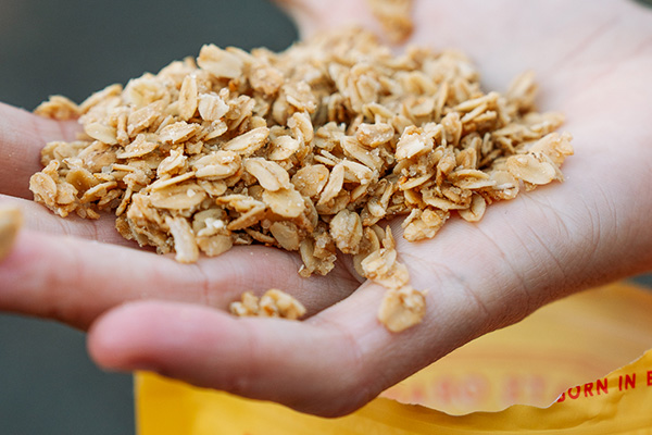 Hand holding granola