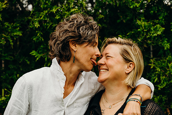 Smiling couple teasing each other