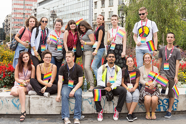 Employees celebrating Pride Month
