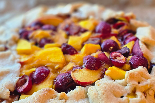 Stone fruit galette closeup