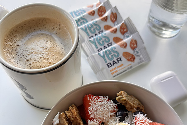 YES Bars with a breakfast spread