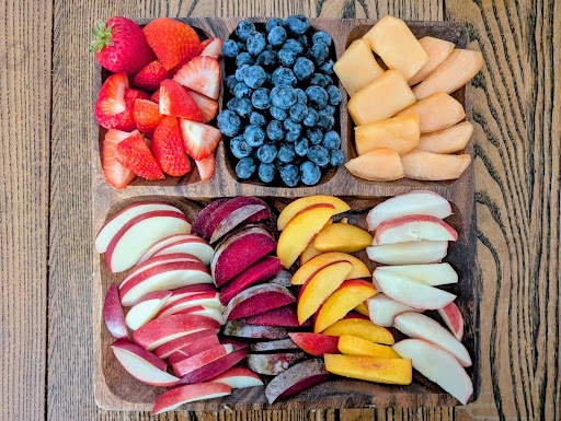 Snack plate filled with fresh fruit