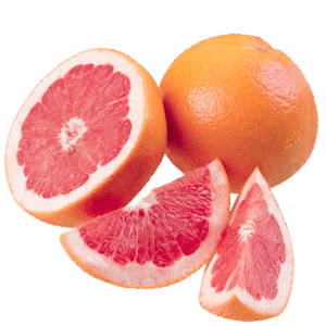Whole and sliced grapefruit