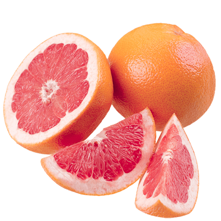 Whole and sliced grapefruit