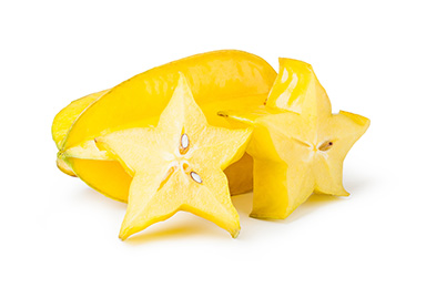 Whole and sliced star fruit