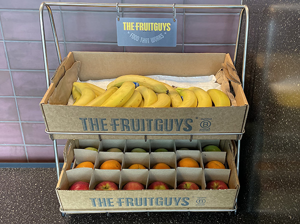 Rack of fresh fruit from The FruitGuys