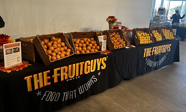 Display of Asian pear varieties with educational signage