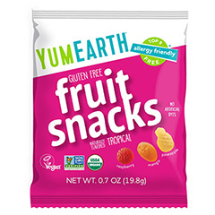 Package of YumEarth tropical fruit snacks