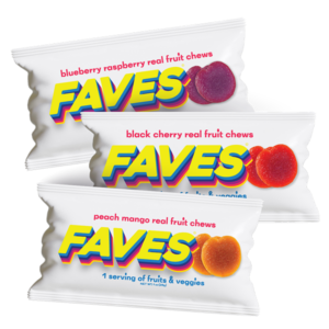 Three flavors of FAVES fruit chews