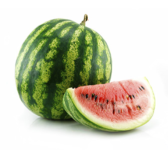Ripe Sliced Green Watermelon Isolated on White Background