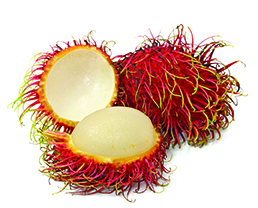 Rambutans, whole and halved