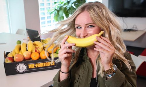 Smiling Woman With Banana woman with banana smiling
