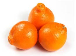 Three bright orange minneolas